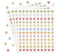 SOFPLATE 20 Sheets 2400Pcs Small Vegetable Stickers Fruit Scrapbook Stickers 13mm Mini Round Self-Adhesive Paper Pear Eggplant Decals for Teacher Rewards Classroom Learning Laptop Album Mobile Phone