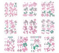SOFPLATE 20 Sheets Pink Temporary Tattoo Glow in Dark Tattoos Adult Plastic Cartoon Bowknot Luminous Bow Waterproof Body Art Paper Stickers Accessories for Arm Shoulder Leg Party Favor DIY Decoration