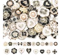 SOFPLATE 20 Styles 80Pcs Flower Flatback Charms Heart Shaped Cabochons Bulk Small Resin Bows Pearl Rose Black White Decoden Enamel Charms for Jewelry Making Necklace Bracelet DIY Crafts Decorations