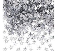 SOFPLATE 2000Pcs Acrylic Star Embellishments Flat Back Plastic Gems 10 x 9.5mm Silver Five-Pointed Stars Cabochons for Jewellery Making DIY Craft Clothing Shoes Hairband Christmas Decor Accessories