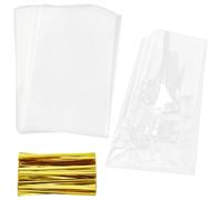 SOFPLATE 200Pcs 4.7 x 3.2 Inch Cellophane Treat Bags Clear Plastic Tie Bags Small Rectangle OPP Plastic Wrapping Transparent Pouches Accessories for Cookies Soap Candy Party Favor Gifts DIY Packaging
