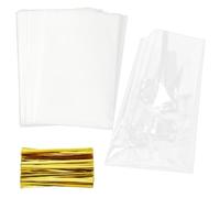 SOFPLATE 200Pcs 5.9 x 3.9 Inch Small Cellophane Bags Clear Tie Gift Bags OPP Plastic Rectangle Transparent Wrapping Craft Pouches Accessories for Cookies Soap Candy Party Favor Gifts DIY Packaging