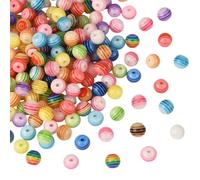 SOFPLATE 200Pcs 8mm Acrylic Rainbow Beads Resin Striped Beads Colorful Small Round Ball Gumball Bubblegum Candy Smooth Craft Loose Spacers Accessories for Jewellery Making Bracelet Necklace DIY Crafts