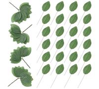 SOFPLATE 200Pcs Faux Single Leaves Green Wired Leaf With Stem Decorative Artificial Silk Rose Flower Leaves for Crafts DIY Wreaths Garland Bouquets Centerpieces Home Wedding Birthday Christmas Decor