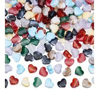 SOFPLATE 200Pcs Flat Heart Bead Imitation Gemstone Beads Bulk Acrylic Random Mixed Color Love Hearts Shaped Crystals Gems Stones Loose Spacers for Jewellery Making Bracelet Necklace DIY Craft Findings