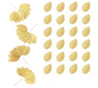 SOFPLATE 200Pcs Gold Silk Leaves Artificial Single Leaves with Stem Crafts Cloth Faux Flower Leaf DIY Corsage Boutonniere Accessory for Home Kitchen Wedding Party Decorations Floral Arrangement Crafts