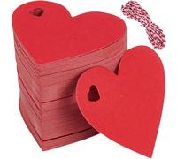 SOFPLATE 200Pcs Heart Shape Name Tags Red Paper Tags with Jute String 6 x 6.5cm Small Blank Display Writable Hanging Clothing Price Labels for Wrapping Pricing Wedding Christmas Arts Crafts Decoration