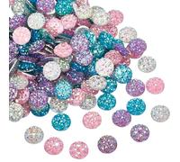 SOFPLATE 200Pcs Rhinestone Cabochon Sparkly Cabochons 1.2cm Resin Random Mixed Color Flat Back Round Faux Gems Diamond Crystal Ornaments Charms Buttons for Jewellery Making DIY Crafting Accessories