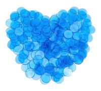 SOFPLATE 200Pcs Small Plastic Counting Chips Math Markers Blue Flat Round 18.5mm Plastic Large Group Transparent Mosaic Tile Disc Counter Item Chip for School Classroom Math Counters Family Activities