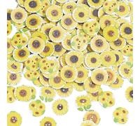 SOFPLATE 200Pcs Sunflower Buttons Floral Wooden Buttons Colorful 2 Holes Assorted Flower Wood Aesthetic Decorative Small Craft Sewing Accessories for DIY Clothes Crochet Scrapbooking DIY Decoration