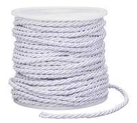 SOFPLATE 20M/21.87 Yards Twist Cord Ribbon Twisted Decorative Rope 3mm White 3-Ply Braided Cording Trim Thread Twine String Graduation Honor Cords for Home Decor Crafts Bag Upholstery Curtain Tieback