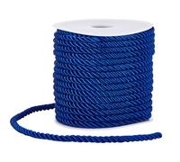 SOFPLATE 20M/21.87 Yards Twisted Silk Rope Cord Braided Cording 5mm Dark Blue 3-Ply Twist Cording Trim Decorative Ropes Thread Graduation Honor Cord for Craft Handfasting Home Decor Upholstery Curtain