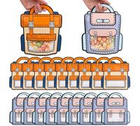 SOFPLATE 20Pcs 18x21cm Plastic Gift Bags Cartoon Backpack Goodie Bag Bulk Reusable Back to School Birthday Party Favor Bag with Handle Candy Bags for Snacks Sweets Storage Packaging Christmas Weddings