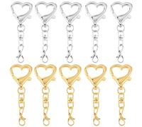 SOFPLATE 20Pcs 2 Colors Heart Shaped Swivel Clasp Swivel Spring Clasp Gold Silver Alloy Hanging Lobster Claw Snap Hook Clip Key Chains Findings for DIY Jewellery Making Keychains Lanyards Bags Crafts