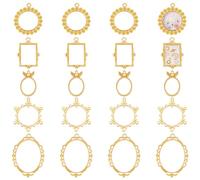 SOFPLATE 20Pcs 5 Styles Gold Open Bezel Hollow Bezel Charms Vintage Retro Round Oval Snowflake Open Back Picture Frame Border Alloy Link Charm Pendants for Resin Jewellery Earrings Necklace DIY Crafts