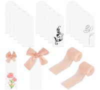 SOFPLATE 20Pcs 6 x 2 Inch Acrylic Bookmarks Bulk Clear Blank Bookmarks Transparent Acrylic Book Marks Blanks with 5M/5.5 Yards Ribbon Craft Book Marks Making Kits for Reading Lovers DIY Crafts Gift