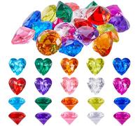 SOFPLATE 20Pcs Big Colorful Diamonds Treasure Gemstones Plastic Faceted 40mm Large Heart Bling Transparent Beach Multicolor Pirate Jewels Cabochons for Vase Swimming Training Gift Party Favors Decor