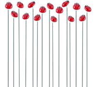 SOFPLATE 20Pcs Insect Garden Stakes Spring Yard Stakes 3D Red Lifelike Ladybug Animal PVC Outside Art Iron Wire Stem Decorative Sticks Ornaments for Outdoor Lawn Patio Yard Garden Home Vase DIY Decor