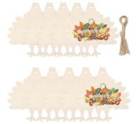 SOFPLATE 20Pcs Wood Turkey Cutouts Unfinished Wood Cutouts Predrilled Large Thanksgiving Farm Animals Hanging Ornaments Blank Wooden Pendant Wall Decor with Hemp Rope for Party Home Tree Decorations