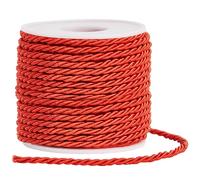 SOFPLATE 22 Yards/20M Braided Cord Trim Red Twisted Rope 3mm Polyester 3-Ply Silk Twine String Twist Graduation Honor Cords Decorative Cording for Home Decor Costume Bag Upholstery Curtain Tieback