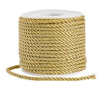 SOFPLATE 22 Yards/20M Upholstery Trim Cord Gold Decorative Rope 3mm 3-Ply Twist Cording Ropes Thread Twisted Cording Graduation Honor Cord for Crafts Handfasting Home Decor Upholstery Curtain Tieback