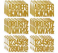 SOFPLATE 24 Sheets Large Glitter Letter Stickers Gold Alphabet Sticker 3 Inch Waterproof Self Adhesive Number Decals for Bulletin Board Mailbox Wall Home Decor Photo Album Graduation Caps Art Crafts