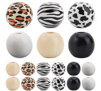 SOFPLATE 240pcs 16mm Black and White Wood Beads Cow Beads Wooden Zebra Leopard Print Round Natural Wooden Spacer Loose Bead for jewellery Making Assorted Farmhouse Home Decoration DIY Crafts Supplies