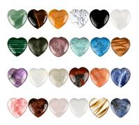SOFPLATE 24Pcs 24 Styles Heart Crystal Stones Heart Chakra Gemstones Colorful Small 20mm No Hole Mixed Stones Natural Red Jasper Rose Quartz Smooth Reiki Gems for Jewellery Making Hanging DIY Decor