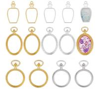 SOFPLATE 24Pcs 6 Styles Open Back Bezel Charms Hollow Frame Charms Metal Oval Flat Round Bottle Silver Gold Vintage Alloy Texture Hanging Pendants Rings for Resin Jewelry Earrings Necklaces DIY Craft