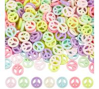 SOFPLATE 250Pcs Peace Sign Beads Bulk Peace Symbol Beads Rainbow Candy Color Flat Round Carved Hollow Opaque Acrylic Bead Charms for Bracelets Necklaces Earrings Keychains Crafts Jewellery Making DIY