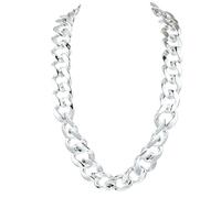 SOFPLATE 27.56 Inch/70cm Thick Cuban Necklace Chunky Chain Necklace Silver Big Acrylic Costume Punk Style Faux 80s 90s Rapper Chain Accessory for Clothing Costumes Bar Party DIY Jewellery Decoration