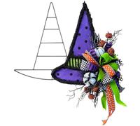 SOFPLATE 2Pcs 13.4x12.8 Inch Witch Hat Wreath Frame Wire Wreath Form Halloween Holiday Iron Santa Elf Hat Metal Rings Pirate Ship Floral Wire Forms for Holiday New Year Christmas Wall Door Decors