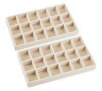 SOFPLATE 2Pcs 18 Grids Jewellery Drawer Organiser Velvet Stackable Jewellery Tray Drawer Insert Organisers Removable Divider Dresser Storage Display for Earrings Rings Bracelet Showcase 4.9 x 8.3 Inch