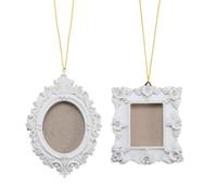 SOFPLATE 2Pcs 2 Styles Resin Vintage Picture Frames Mini Photo Frames Wall White Tiny Small Table Top Jewellery Display Oval Rectangle Wall Hanging for Photography Party Hotel Home Holiday Decoration