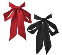 SOFPLATE 2Pcs 56 Inch Women's Bow Tie Self Tie Ribbon Black Red Folding Bowtie Chiffon Cloth Bow Neckties Wedding Sash Belt for Uniform School Cosplay T-Shirt Accessory Dress Belts Party Hat Decor