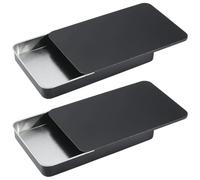 SOFPLATE 2Pcs 6.61 x 4.06 x 0.77 Inch Metal Container Slide Lid Portable Tin Box Empty Rectangular Top Lid Containers portable Reusable Travel Storage Box for Crafts Jewellery Candy Dental Floss Purse