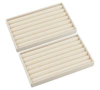 SOFPLATE 2Pcs 7 Slots Ring Display Tray Velvet Jewellery Organiser Tray Stackable Drawer Organiser Rectangle Storage Holder Case Box for Rings Earrings Necklaces Display Showcase 12.4 x 21 x 2.3cm