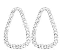 SOFPLATE 2Pcs Fake Silver Plastic Chain Necklace Cuban Chunky Necklace 32In Hip Hop Thick Big 80s 90s Punk Rapper Fancy Dress Costume Jewellery Outfit Festival Music Party Accessory for Men Women
