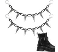 SOFPLATE 2Pcs Goth Shoe Charms Punk Shoe Chains Detachable Gunmetal Brass Cone Rivets Shoelace Decoration with Stainless Steel S-Hook Clasps for Boots Casual Shoes Bags Footwear Jewellery Accessories