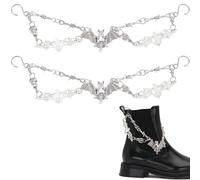SOFPLATE 2Pcs Punk Shoe Chain Silver Shoe Chains Goth Bat Skull Halloween Antique Silver Vintage Hanging Alloy S Hook Lobster Clasp Shoe Straps Accessories for Boots Sneakers Shoes DIY Decoration