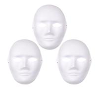 SOFPLATE 3 Pack White Blank Mask Full Face Cosplay Mask Paper Plain Mache Drawing Human Costume Masquerade Artistic Decorative Crafts for Halloween Masquerade Cosplay Dance Party DIY Art Projects
