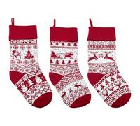 SOFPLATE 3 Styles 3Pcs 20 Inch Knitted Christmas Stockings Knit Christmas Stockings Bulk Large Nordic Style Long Wool Yarn Xmas Tree Decorations for Family Holiday Party Season Hanging Ornaments