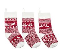 SOFPLATE 3 Styles 3Pcs Yarn Christmas Stockings Knit Christmas Stockings Bulk Extra Long Large Nordic Style Reindeer Wool Rustic Xmas Hanging Ornaments for Family Holiday Party Season Decorations