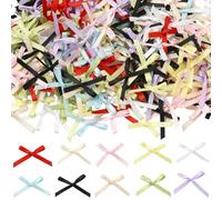 SOFPLATE 300Pcs 10 Colors Mini Satin Ribbon Bow Coquette Bows Decor 0.79in Small Cute Colorful Red Pink Polyester Twist Tie Wedding Party Ornament Tiny Bowknot for Bags Gift Box Costume Craft Supplies