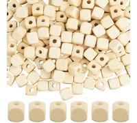 SOFPLATE 300Pcs 10mm Wooden Cube Beads Unfinished Square Wood Beads Natural Blank Small Smooth Burlywood Loose Spacers Findings Accessories for Jewellery Making Bracelets Necklaces Earrings DIY Craft