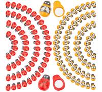 SOFPLATE 300Pcs 2 Styles Small Wooden Ladybugs Wooden Bee Stickers 3D Natural Flatback Insect Animal Colorful Craft Mini Ornament Embellishment Pieces for Scrapbooks Hair Clips Phone Case DIY Decor
