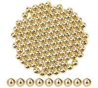 SOFPLATE 300Pcs ABS Imitation Pearl Beads Gold Round Spacer Beads Bulk 10mm Plastic Seamless Smooth Loose Ball Bead Spacers for Bracelets Necklace Earrings Jewellery DIY Crafts Making Decor Supplies