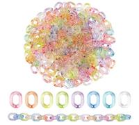 SOFPLATE 300Pcs Acrylic Chain Ring Transparent Chain Links Random Mixed Assorted Candy Colors Oval Open Quick Link Connectors Clip Hook for Jewellery Making Necklace Keychain Eyeglass Jean DIY Craft