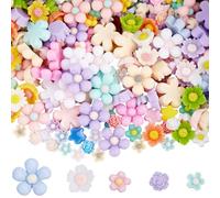 SOFPLATE 300Pcs Flower Cabochons Flatback Resin Flowers Charms Colorful Small Mini Opaque Floral 3D Flat Back Cute Cabochons for DIY Nail Hair Clip Phone Case Scrapbooking Embellishments Jewelry Decor