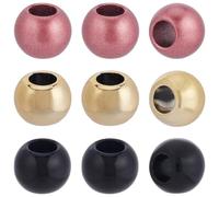 SOFPLATE 300Pcs Metallic Acrylic Beads Large Hole Matte Black Bead Bulk 12mm ABS Plastic Red Gold 6mm Hole European Christmas Round Spacer Beads for jewellery Making Bracelets Necklace Crafts Beading